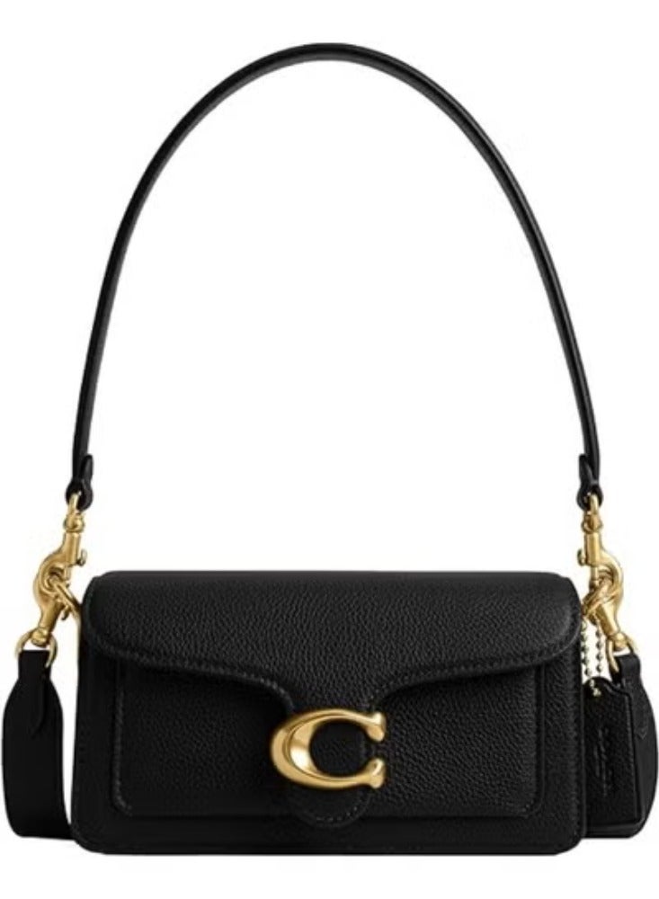 كوتش اوت ليت شنطة كوتش تابّي كتف مقاس 26 من قماش Signature بلون أسود مع جلد طبيعي – 91215 - Image 1